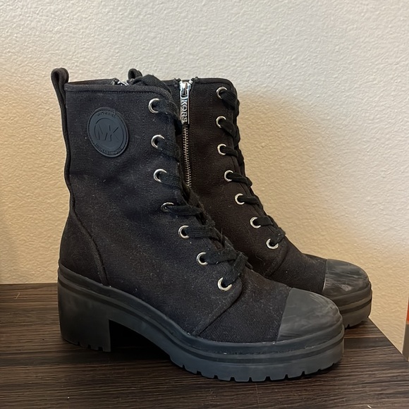 Michael Kors Corey Canvas Combat Boot - Size 8M - Black - Picture 2 of 2